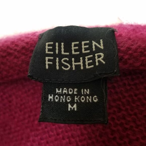Vintage Eileen Fisher Maroon Kid Mohair Boxy Cut Cropped Sweater Medium - Picture 9 of 10